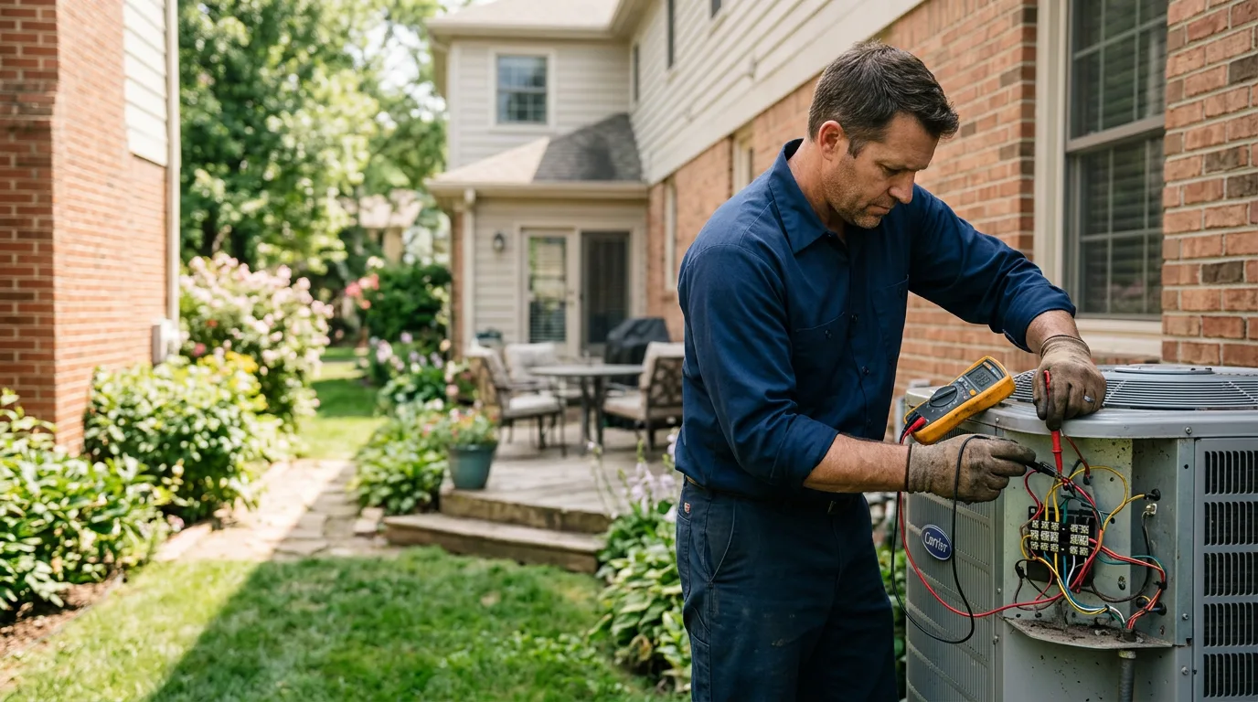 HVAC technician working near Plainville, IN